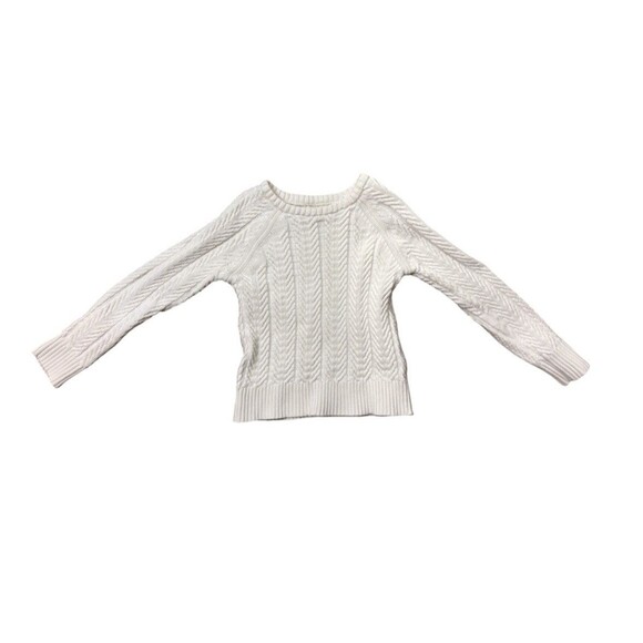 Kids White Cable Knit Sweater – 100% Cotton, Size Small – Hope & Henry Pullover - Picture 1 of 4